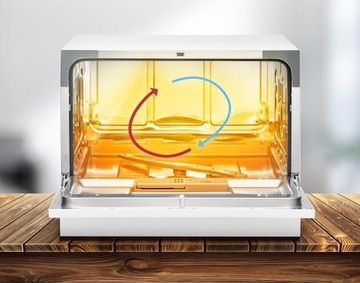 МАЛЕНЬКАЯ НАСТОЛЬНАЯ ПОСУДОМОЕЧНАЯ МАШИНА, ОТДЕЛЬНО СТОЯЩАЯ, ДЛЯ СТОЛИКА, 5 ГОСТИНИЧНЫХ ПРОГРАММ