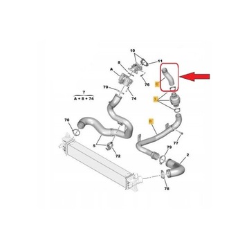 ШЛАНГ ТУРБОТРУБКА ВОЗДУШНЫЙ ИНТЕРКУЛЕР ТУРБИНЫ PEUGEOT BOXER 2.0 2.2 HDI