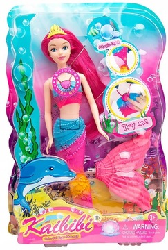 LALKA SYRENKA MAGICZNA ŚWIECĄCY OGON NASZYJNIK SYRENA