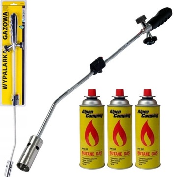 WYPALARKA OPALARKA PALNIK LIŚCI CHWASTÓW GRILL NA KARTUSZE GAZU + 3xKARTUSZ