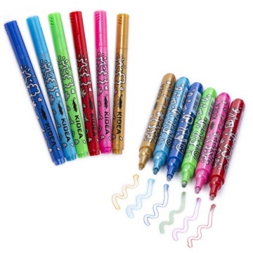 Magiczne markery z podwójną linią KIDEA 6 kolorów