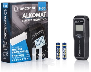 Alkomat elektrochemiczny BACSCAN F30 + darmowe kalibracje + ustniki ZESTAW