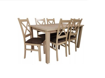 ZESTAW STÓŁ 80X150/190 + 6 krzeseł KRZYŻ