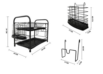 СУШИЛКА ДЛЯ СУШКИ ПОСУВЫ С ПОДДОНОМ, ЧЕРНАЯ, ДВУХУРОВНЕВАЯ, wz01
