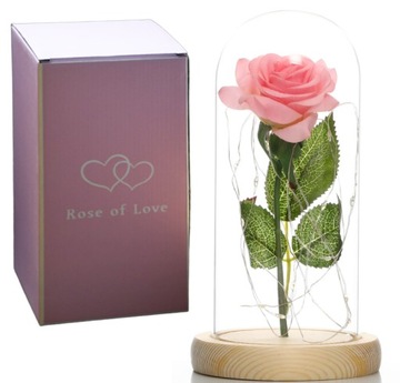 КРАСИВАЯ ИСКУССТВЕННАЯ ВЕЧНАЯ РОЗА В СТЕКЛЕ, ПОДСВЕТКА, ПОДАРОК ​​НА ЖЕНСКИЙ ДЕНЬ