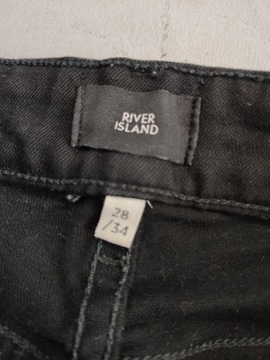 RIVER ISLAND Stylowe Czarne SPODNIE RURKI W28 L34