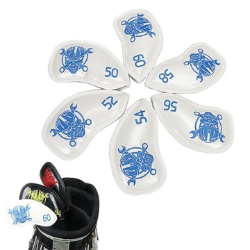 6 шт., железный головной убор для гольфа из искусственной кожи, анти-покрытие для головы, белый