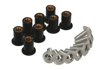 Винты + втулки, втулки для пластиковых дефлекторов лобового стекла, 8 шт, М5, набор серебристый