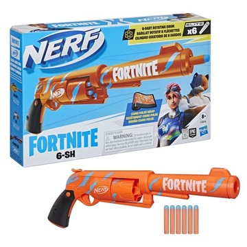 HASBRO NERF FORTNITE WYRZUTNIA PISTOLET 6-SH + 6 STRZAŁEK F2678