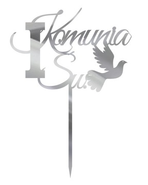 Topper Pierwsza Komunia Święta- srebrny TKS-1