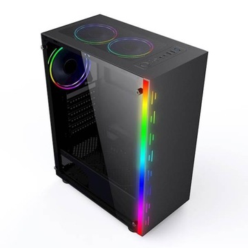 Obudowa Gamingowa BPG4 Hartowane Szkło RGB + 3xLED