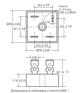Электронный мостовой выпрямитель KBPC3510 SEP, 35 А