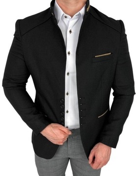 Marynarka meska ze stojka slim fit czarna 846 - 48