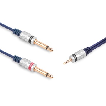 KABEL JACK 3,5 STEREO WTYK - 2x JACK 6,3 MONO WTYK VITALCO 5,0 m