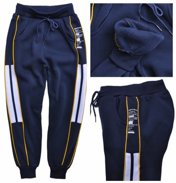 GROS Spodnie dresowe granatowe joggery Dresy ocieplane r 134/140