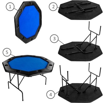 СИНИЙ ПОКЕРНЫЙ СТОЛ 122x122x76 СМ КАЗИНО ПОКЕР