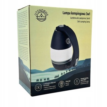 Latarka lampa turystyczna przenośna kempingowa 3w1