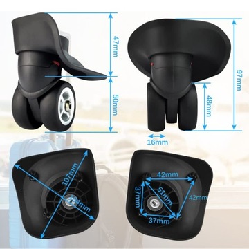 ПОВОРОТНОЕ КОЛЕСО ДЛЯ ЧЕМОДАНА ЗАПАСНЫЕ УНИВЕРСАЛЬНЫЕ КОЛЕСА 2 ПАРЫ 97MM