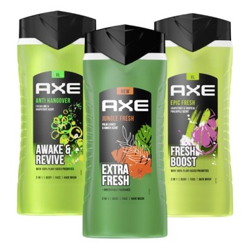 ZESTAW męski ŻEL POD PRYSZNIC AXE JUNGLE FRESH HANGOVER EPIC FRESH 3szt