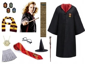 STRÓJ HERMIONA HARRY POTTER ZESTAW 13 ELEM 7-8L