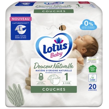 Підгузки Lotus Baby Douceur naturelle 20 шт. для немовлят Розмір 1