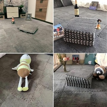 Напольный пазл КОВРИК ПЛЮШЕВЫЙ КОВЕР Бархатный ДЕТСКИЙ 30см СЕРЫЙ