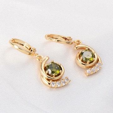 ТЕМНО-ЗЕЛЕНЫЕ ПОДВЕСНЫЕ СЕРЬГИ С ЦИРКОНИЕМ АНТИ-ШНУР