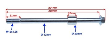 ОСЬ ПЕРЕДНЕГО КОЛЕСА ПЕРЕДНЯЯ ОСЬ МОТОЦИКЛА JUNAK ZIPP