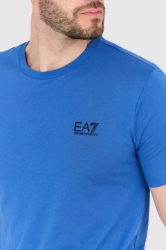EA7 Niebieski t-shirt męski z małym czarnym logo S