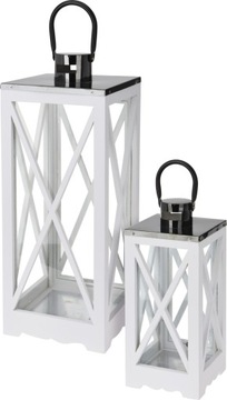 LAMPION LATARNIA DREWNO METAL SZKŁO H&S 52 CM