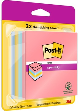 Post-it Super Sticky karteczki samoprzylepne różne kolory, 440 karteczek