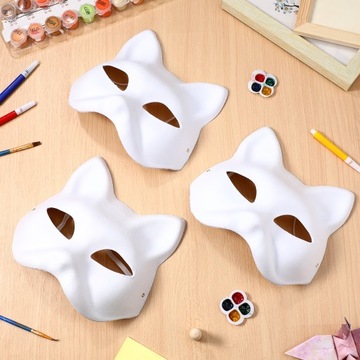 Biała Maska Kota Do Malowania Dla Dzieci Diy Maski Karnawalowe Kocie Maski