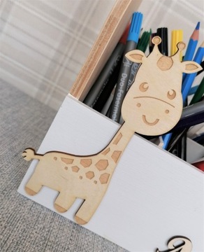 Organizer na biuro 100% DREWNO, BOHO, z imieniem