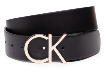 PASEK SKÓRZANY DAMSKI CALVIN KLEIN CK ADJ LOGO BELT LIGHT GOLD 75