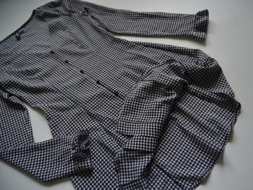 Sukienka pepitka elegancka H&M czarna biała 34/36 kratka