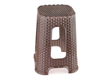 Taboret Rattan Stołek Hoker Krzesełko BRĄZ WYSOKI 90KG