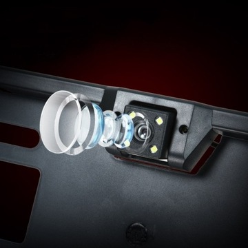 Камера заднего вида и 2 датчика парковки в рамке