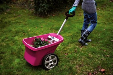 Wózek ogrodowy, taczka 67 litrów czarny pomarańczowe koła nowość