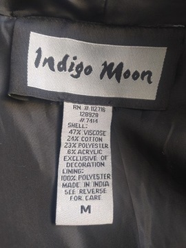 Indigo Moon gobelinowy haftowany żakiet szarfa M-L