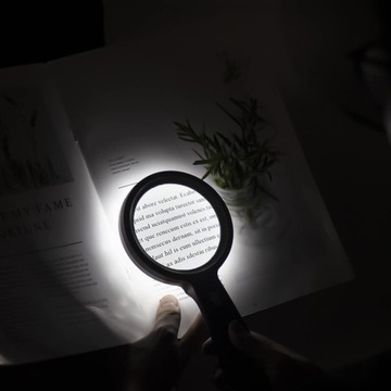 LUPA PODŚWIETLANA DO CZYTANIA SZKŁO POWIĘKSZAJĄCE 10x Z LAMPKAMI 12LED PRO
