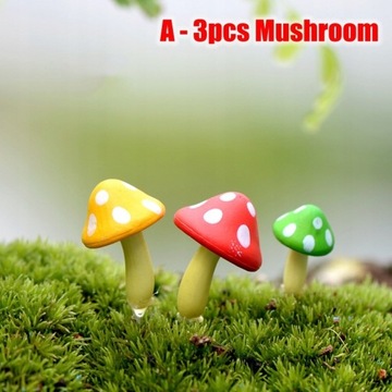 A - 3PCS Grzyb 19 Stíll Miniature Sveppir Hús Fair