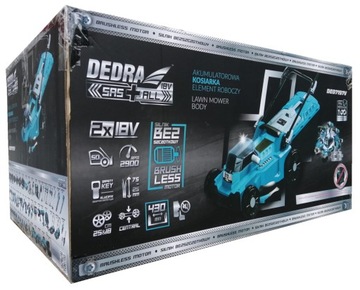 Газонокосилка с аккумулятором 2x18V DEDRA SAS+ DED7197V + 2x4AH