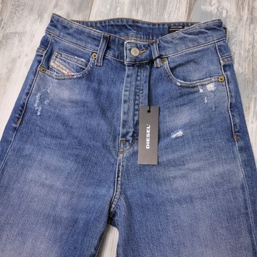 DIESEL Eiselle 009CZ Jeansy Spodnie Damskie Wysokim Stanem 26/32 High Waist