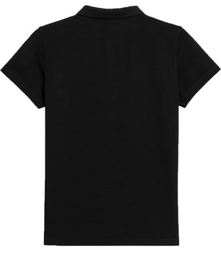 Koszulka bawełniana POLO 4F T-shirt z kołnierzykiem czarny SLIM L