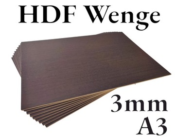 10x Płyta HDF Wenge - 3mm - A3 420x297mm - Laser/CNC/Dekoracje