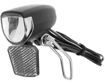 LAMPA ROWEROWA PRZEDNIA Z ODBLASKIEM DO DYNAMO