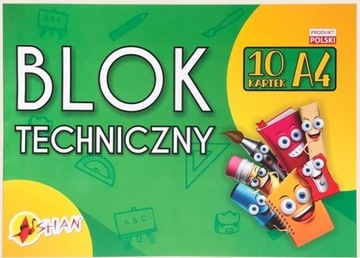 Blok techniczny A4 biały 200g - 10 kartek