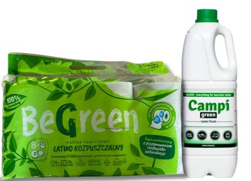 ZESTAW PŁYN DO TOALET CAMPI GREEN 2L + papier 8 rolek BeGreen rozpuszczalny