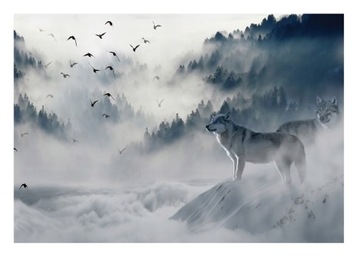 FOTOTAPETA LAS WE MGLE WILK GÓRY KRAJOBRAZ GÓRSKI MGŁA DO SYPIALNI 254x184
