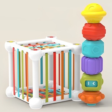 СОРТИРОВЩИК БЛОКОВ ГИБКИЙ МОНТЕССОРИ СЕНСОРНЫЙ КУБ РЕЗИНЫ 6 БЛОКОВ